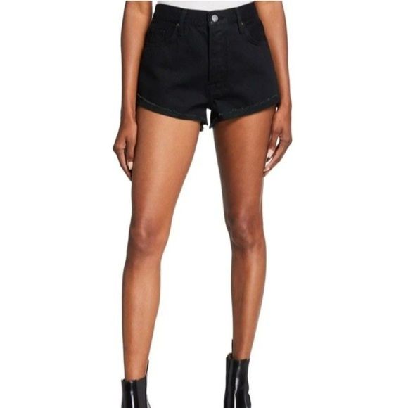 NWT Frame Font Cuff Black Shorts - Picture 1 of 10